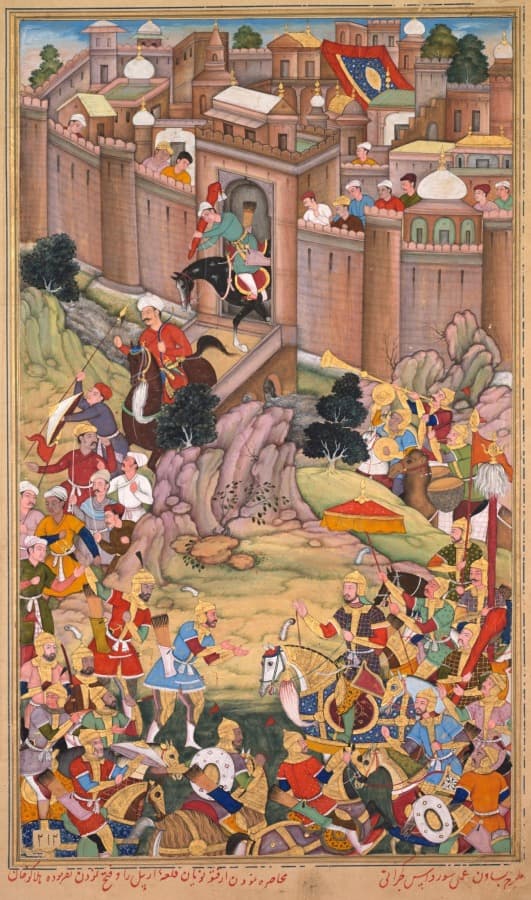 The siege of Arbela in the era of Hulagu Khan, from a Chingiz-nama (Book of Chingiz Khan) of the Jami al-tavarikh (Compendium of Chronicles) of Rashid al-Din (Persian, 1247–1318)