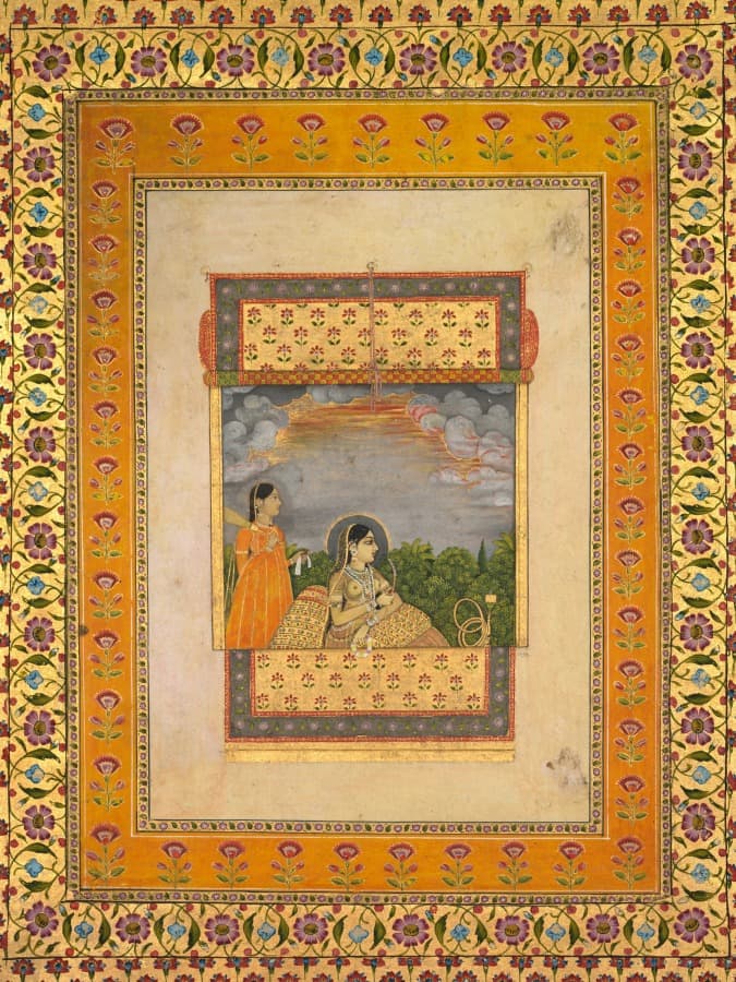 Princess and attendant in trompe l’oeil window