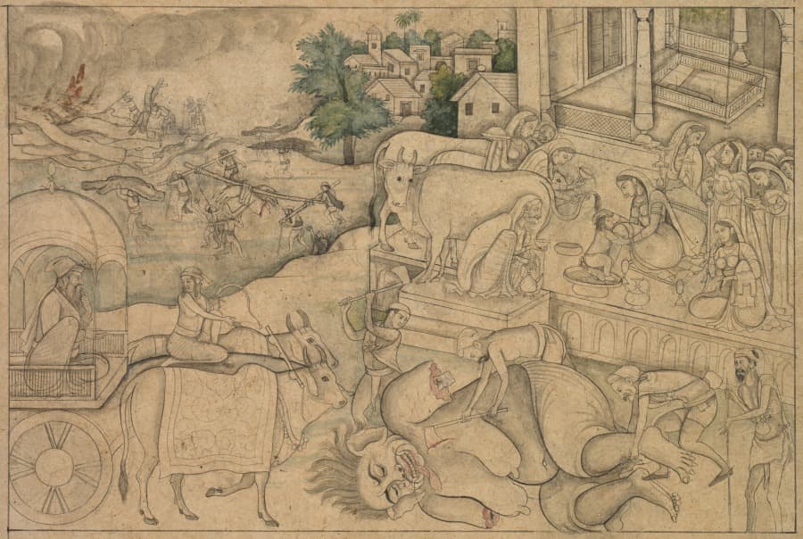 Cremation of the demon Putana, from a Krishna-Lila