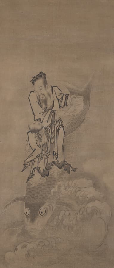 Hotei with Daoist Immortals: Immortal Riding Carp