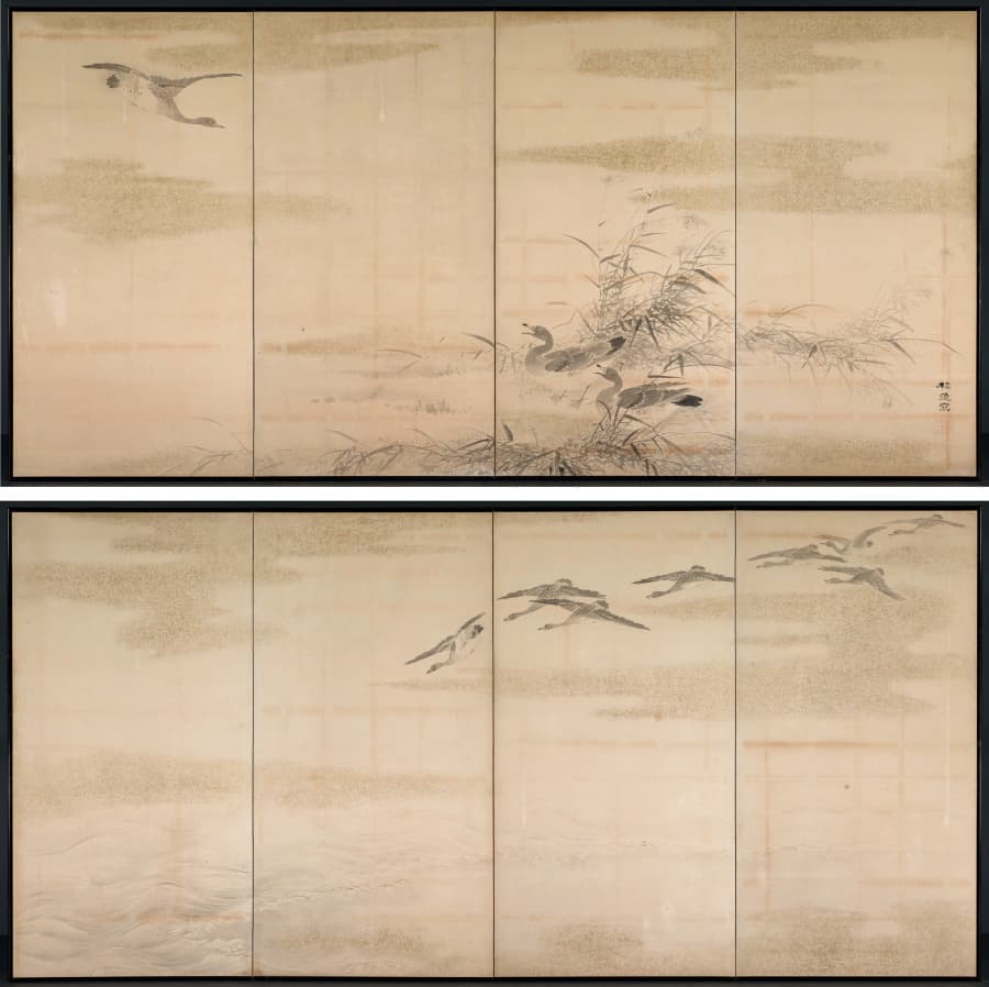 Geese, Reeds, and Water