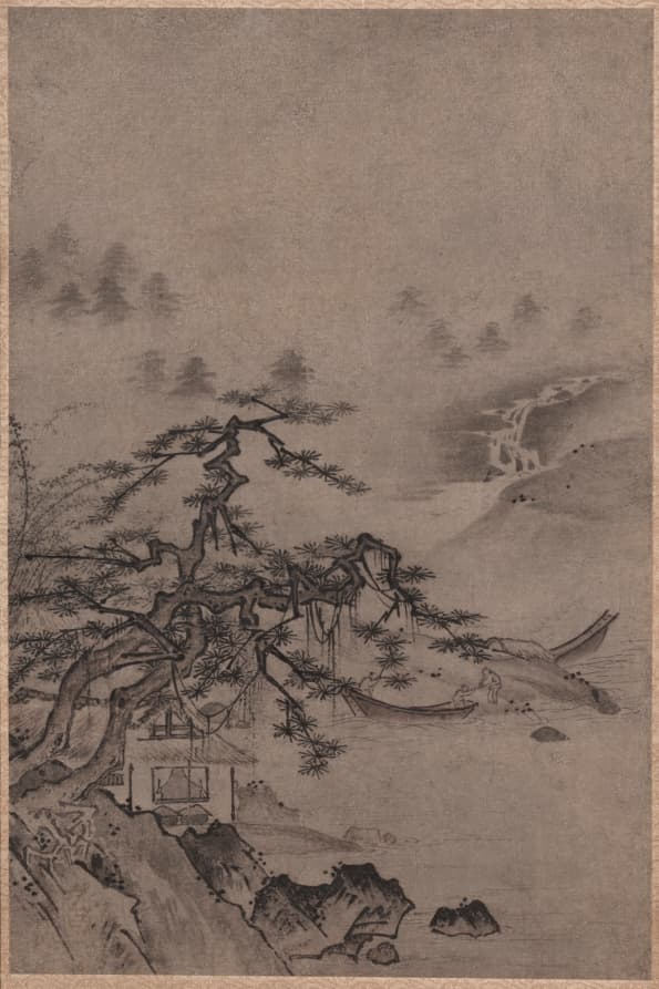 Thatched Hut by Water's Edge