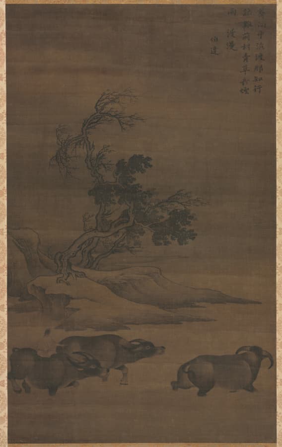 Herdboys and Buffalo in Landscape