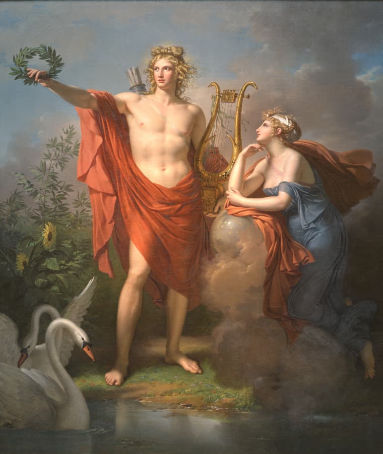 Apollo, God of Light, Eloquence, Poetry, and the Fine Arts with Urania, Muse of Astronomy